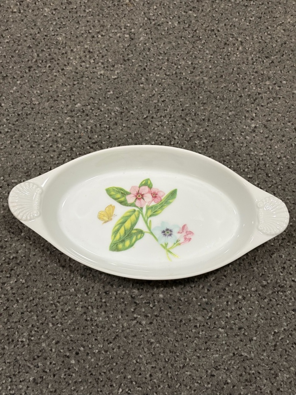Botanica by Georges Briard White Floral Ceramic Serving Dish with Handles